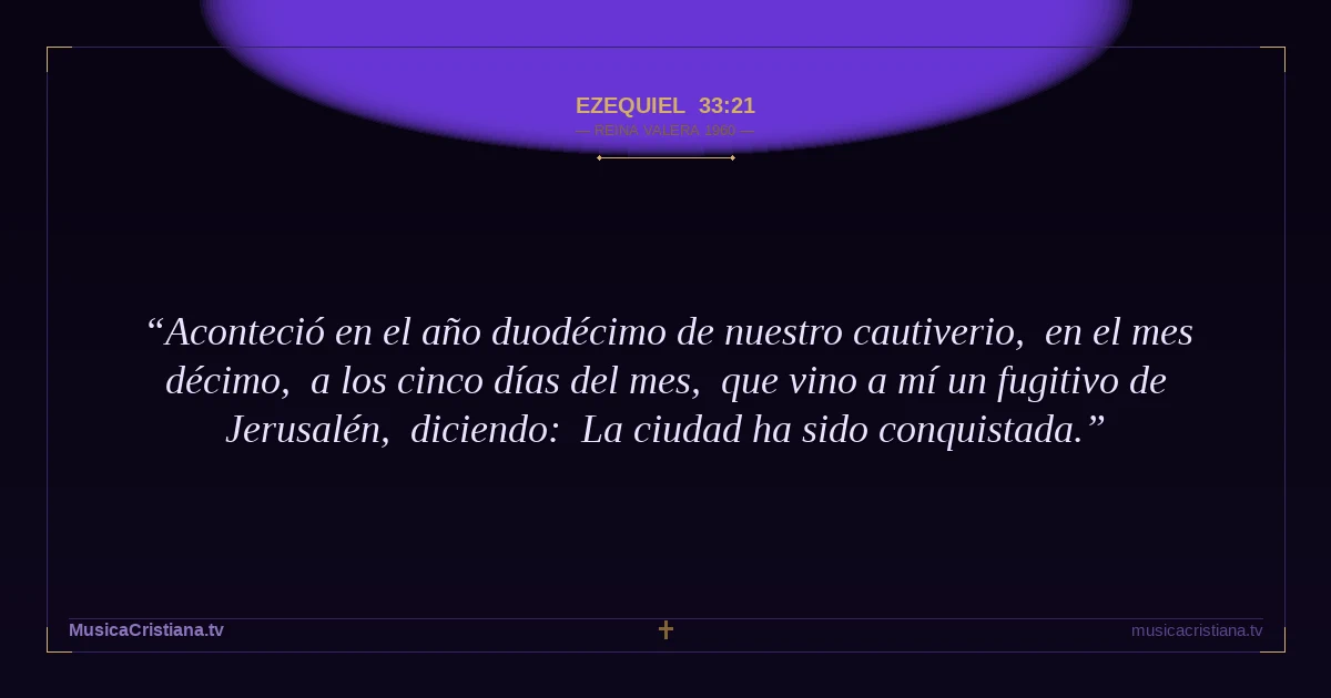 Ezequiel 33:21 — Biblia Reina Valera 1960 — MusicaCristiana.tv