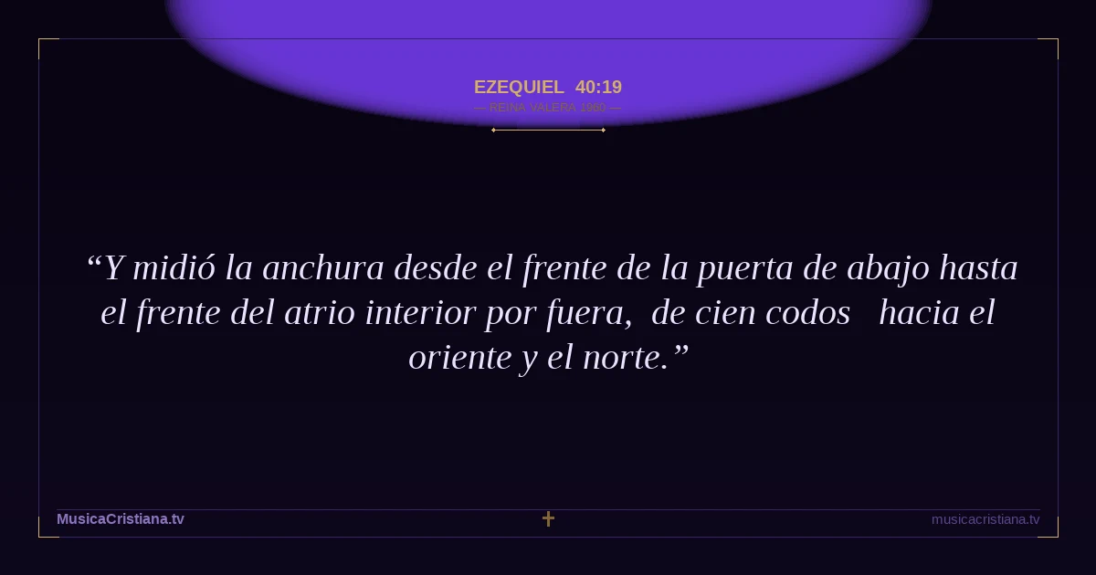 Ezequiel 40:19 — Biblia Reina Valera 1960 — MusicaCristiana.tv