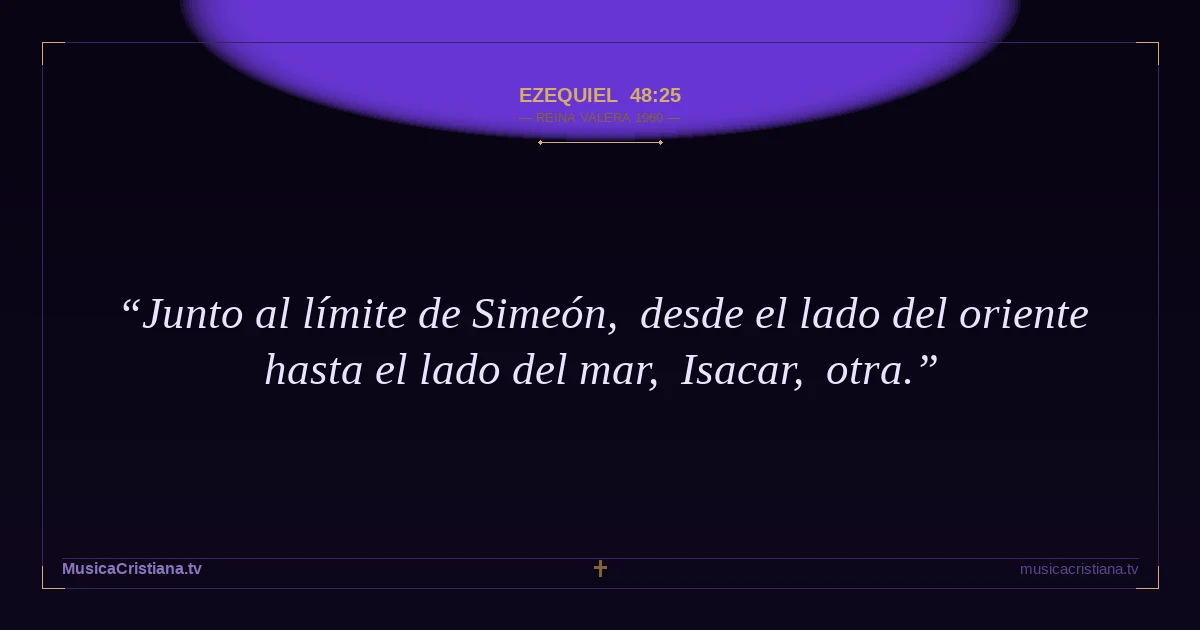 Ezequiel 48:25 — Biblia Reina Valera 1960 — MusicaCristiana.tv