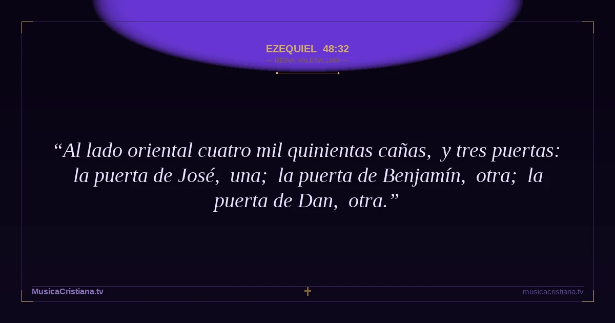 Ezequiel 48:32 — Biblia Reina Valera 1960 — MusicaCristiana.tv