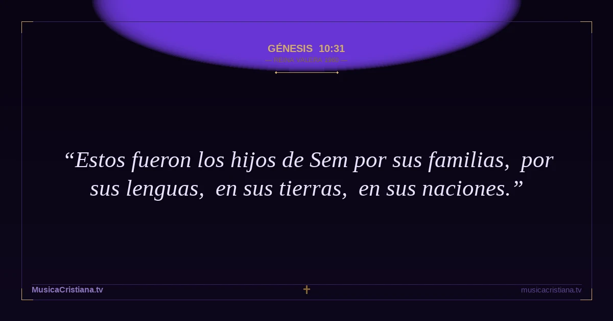 Génesis 10:31 — Biblia Reina Valera 1960 — MusicaCristiana.tv