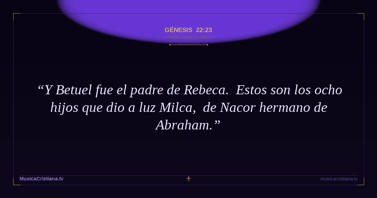 Génesis 22:23 — Biblia Reina Valera 1960 — MusicaCristiana.tv