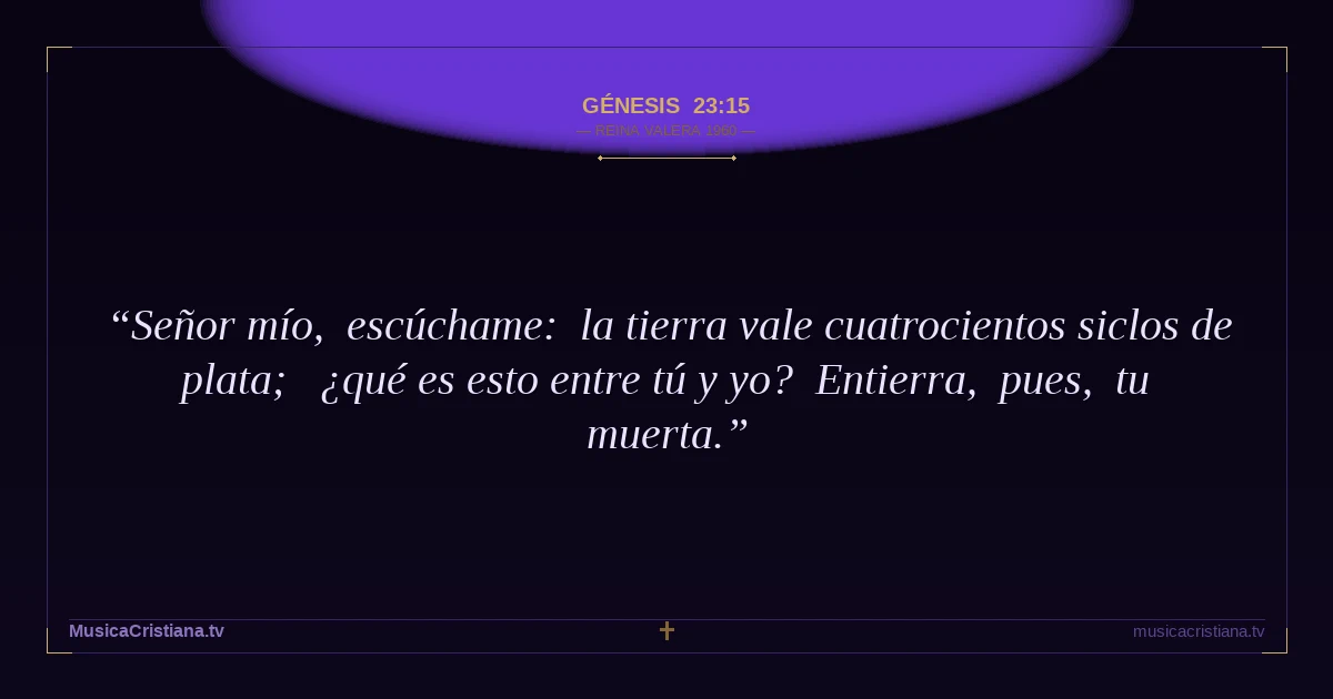 Génesis 23:15 — Biblia Reina Valera 1960 — MusicaCristiana.tv