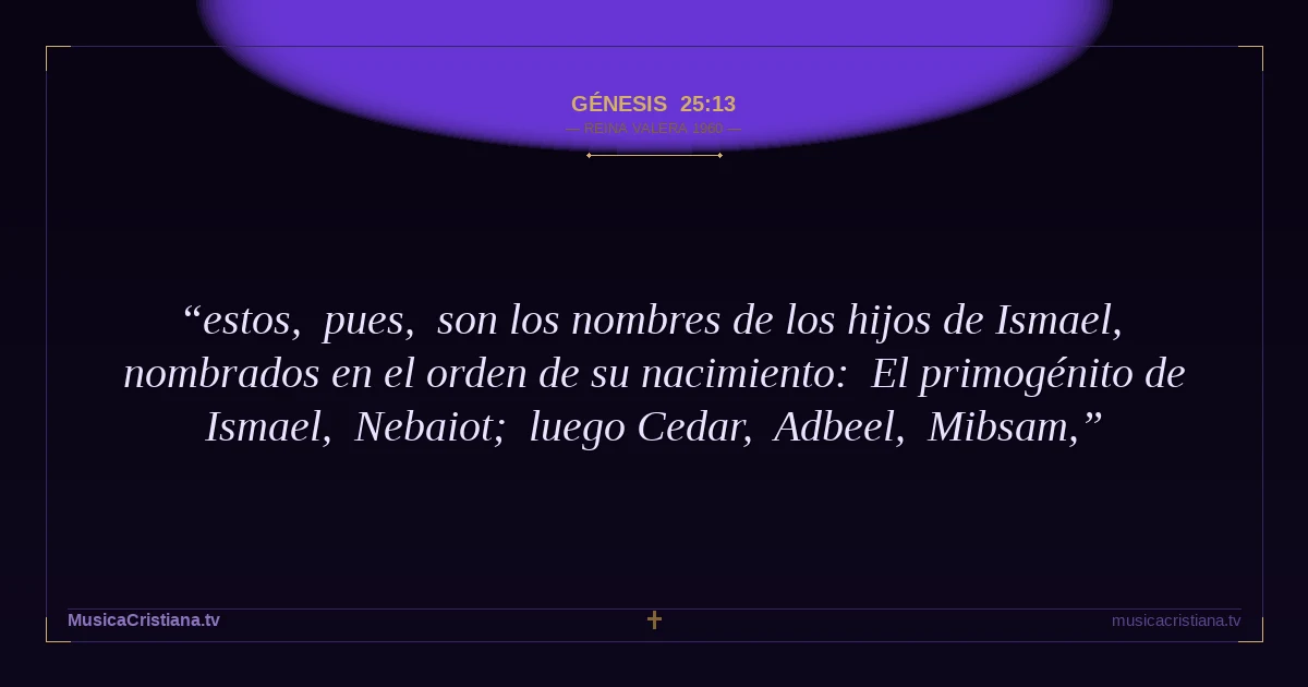 Génesis 25:13 — Biblia Reina Valera 1960 — MusicaCristiana.tv