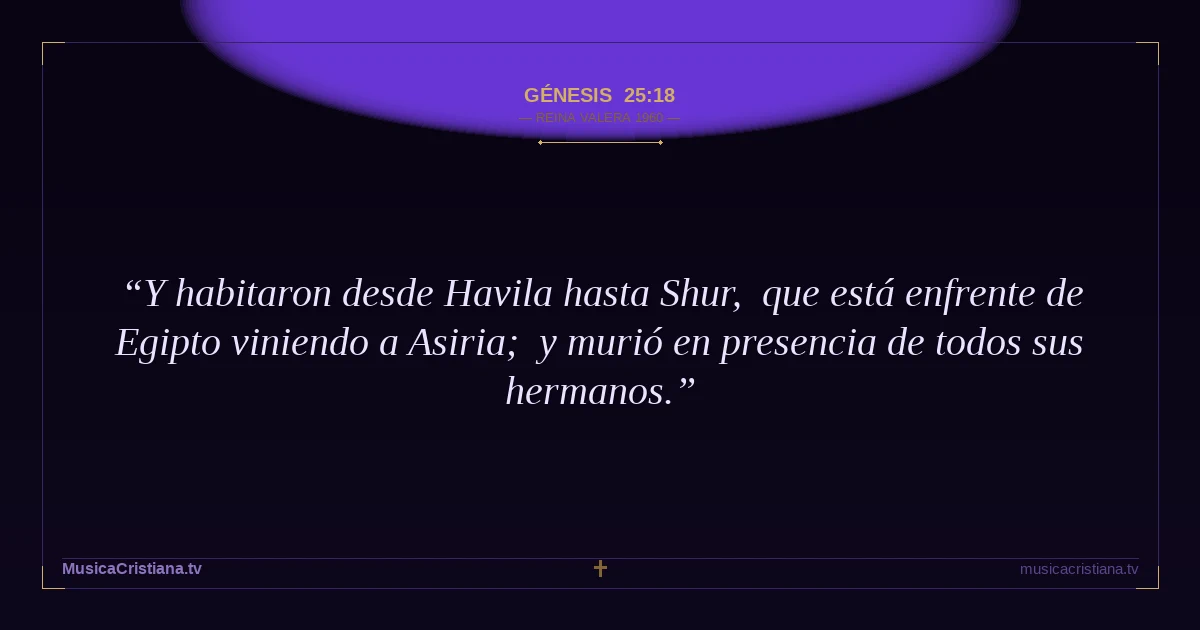 Génesis 25:18 — Biblia Reina Valera 1960 — MusicaCristiana.tv