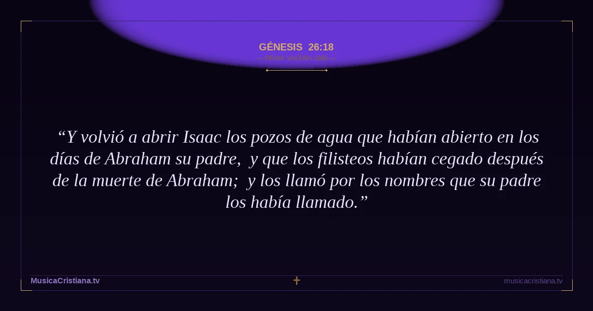 Génesis 26:18 — Biblia Reina Valera 1960 — MusicaCristiana.tv