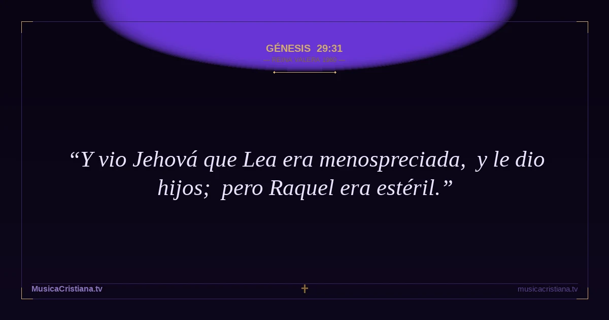 Génesis 29:31 — Biblia Reina Valera 1960 — MusicaCristiana.tv