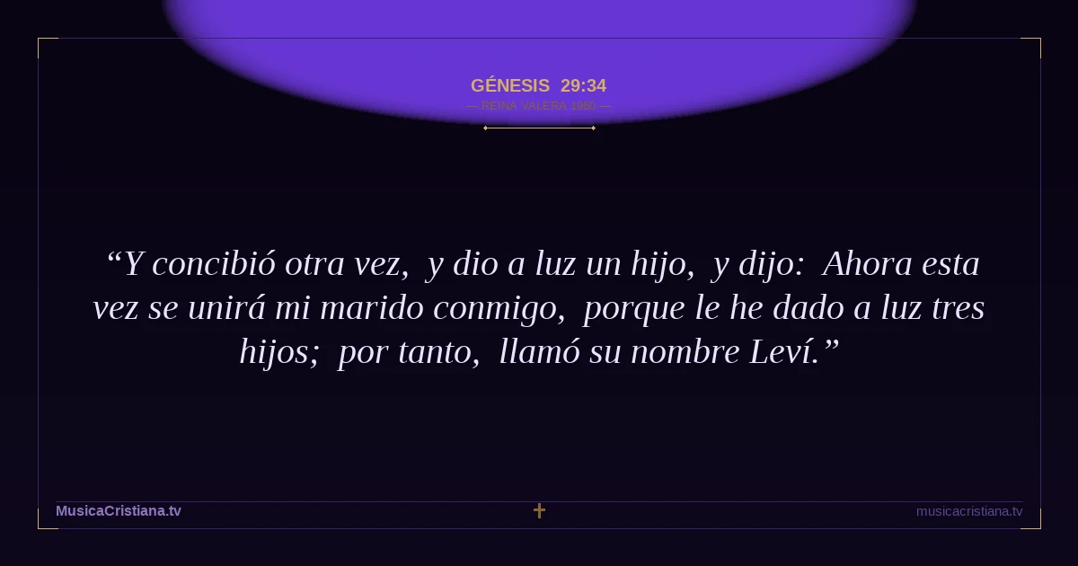 Génesis 29:34 — Biblia Reina Valera 1960 — MusicaCristiana.tv