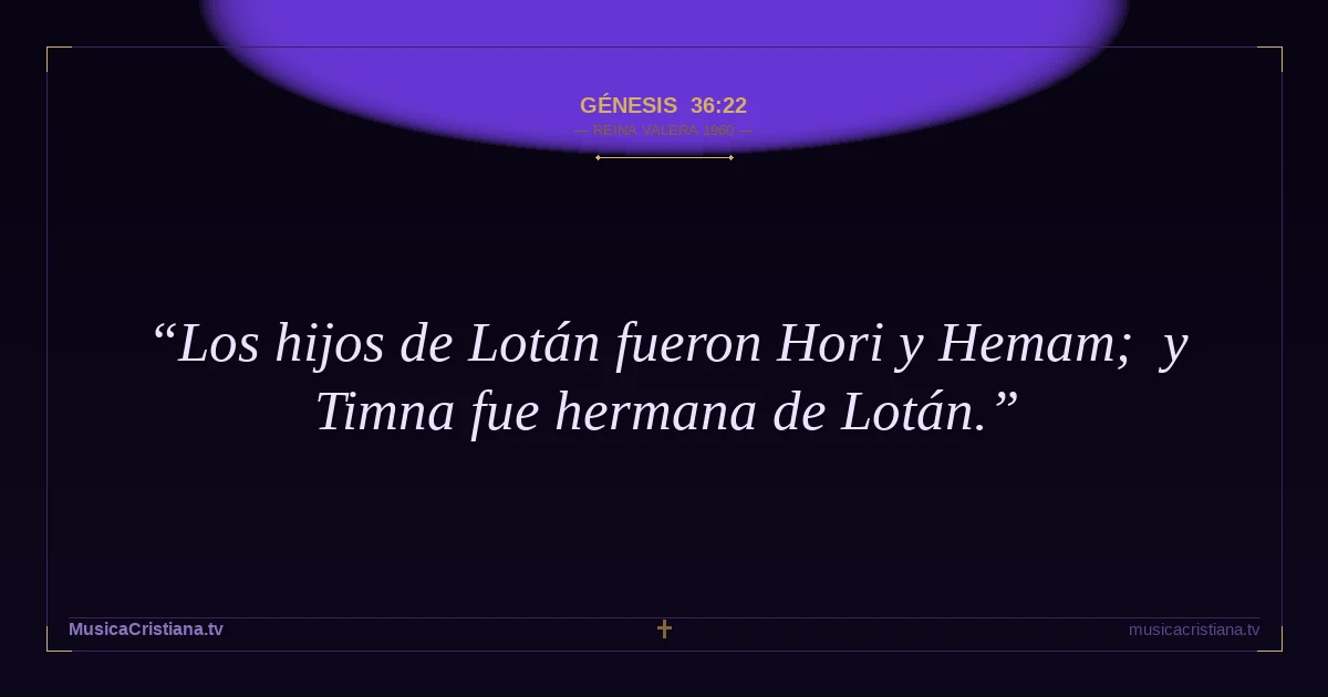 Génesis 36:22 — Biblia Reina Valera 1960 — MusicaCristiana.tv