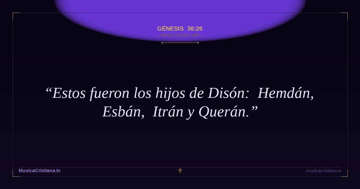 Génesis 36:26 — Biblia Reina Valera 1960 — MusicaCristiana.tv