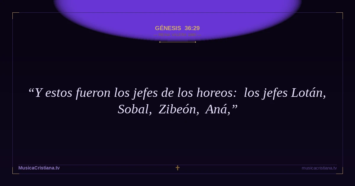 Génesis 36:29 — Biblia Reina Valera 1960 — MusicaCristiana.tv