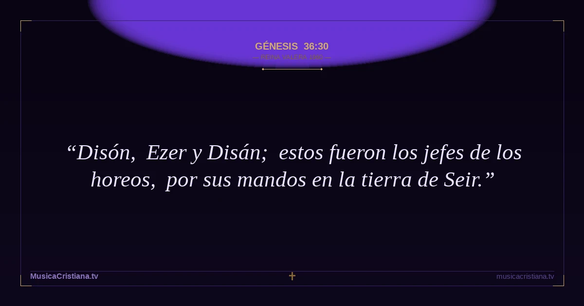 Génesis 36:30 — Biblia Reina Valera 1960 — MusicaCristiana.tv