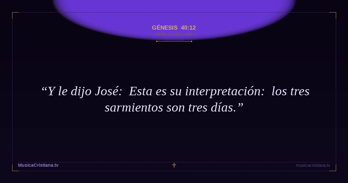 Génesis 40:12 — Biblia Reina Valera 1960 — MusicaCristiana.tv