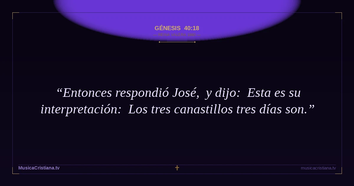 Génesis 40:18 — Biblia Reina Valera 1960 — MusicaCristiana.tv