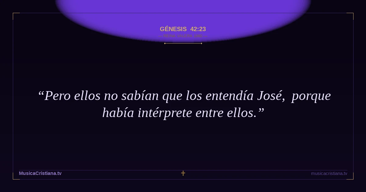 Génesis 42:23 — Biblia Reina Valera 1960 — MusicaCristiana.tv