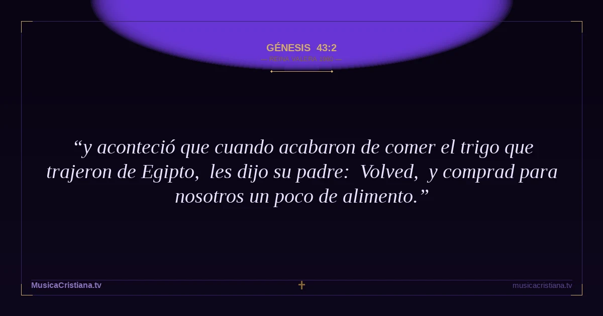 Génesis 43:2 — Biblia Reina Valera 1960 — MusicaCristiana.tv