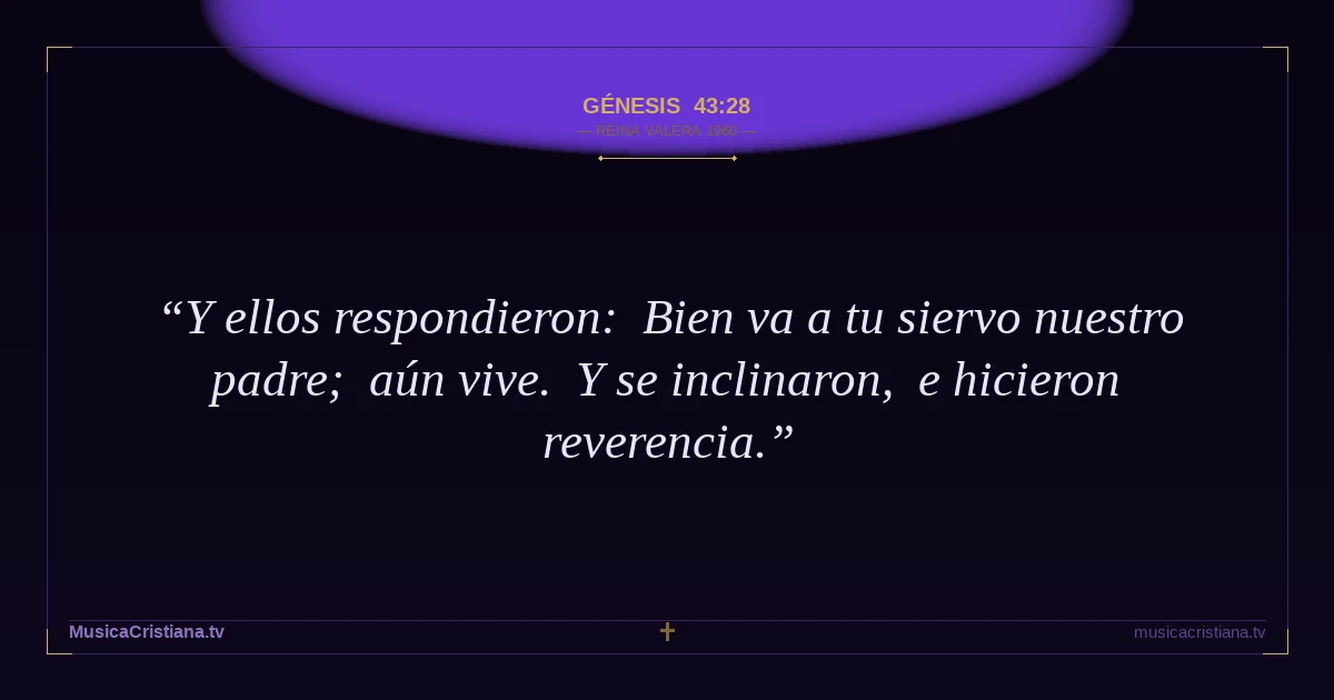 Génesis 43:28 — Biblia Reina Valera 1960 — MusicaCristiana.tv