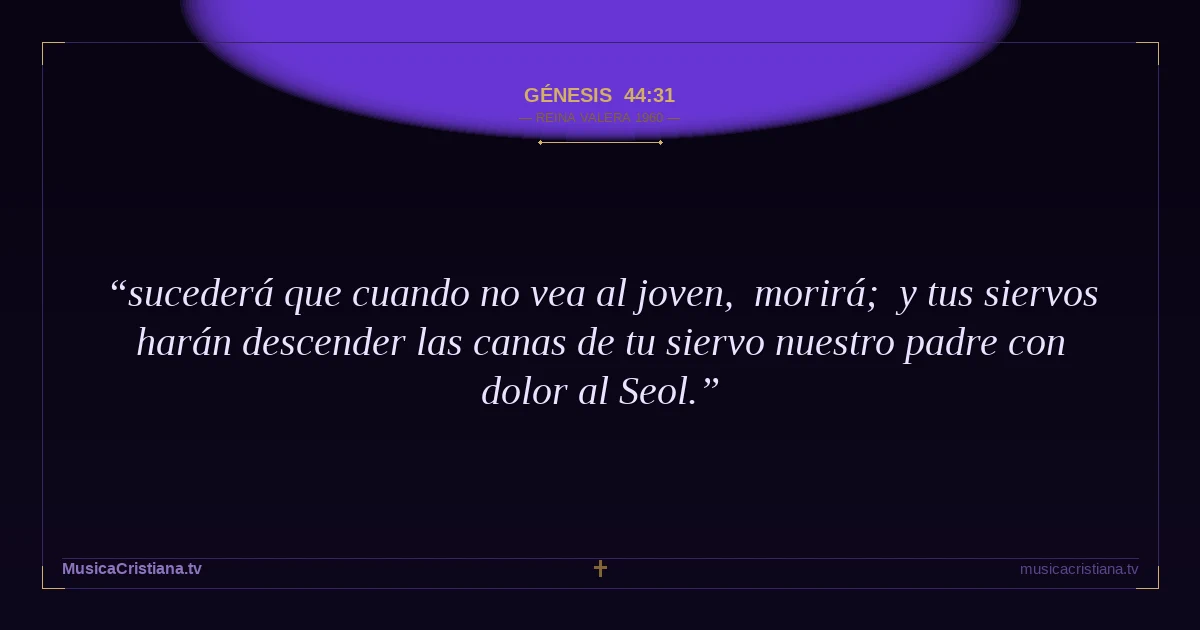 Génesis 44:31 — Biblia Reina Valera 1960 — MusicaCristiana.tv