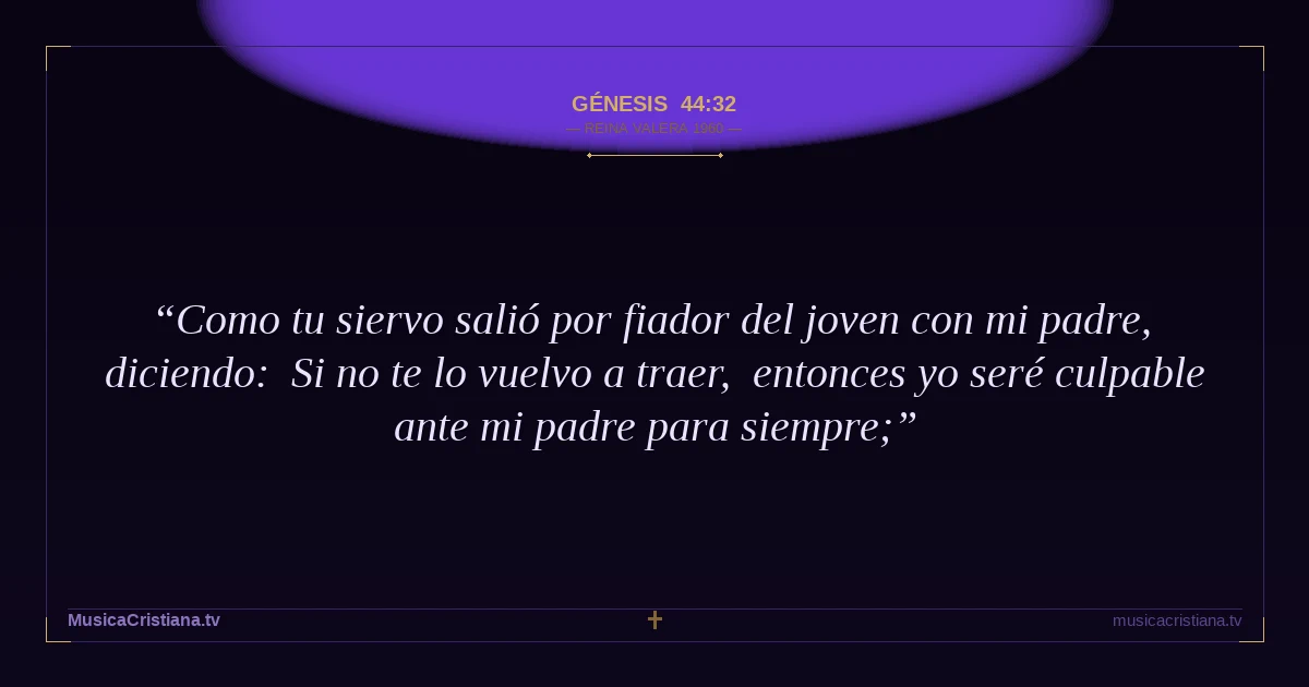 Génesis 44:32 — Biblia Reina Valera 1960 — MusicaCristiana.tv