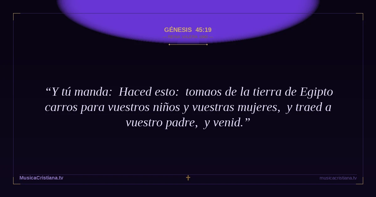 Génesis 45:19 — Biblia Reina Valera 1960 — MusicaCristiana.tv
