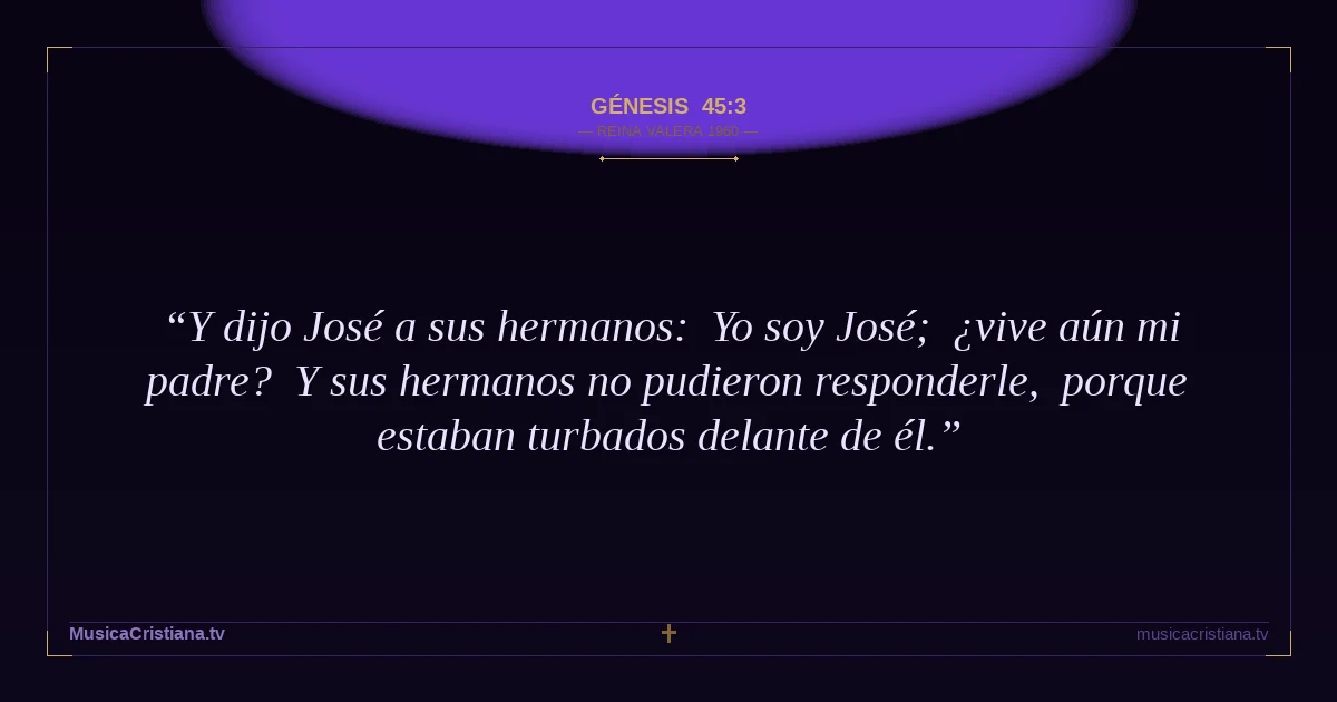 Génesis 45:3 — Biblia Reina Valera 1960 — MusicaCristiana.tv