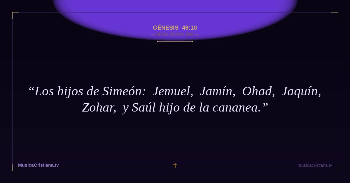 Génesis 46:10 — Biblia Reina Valera 1960 — MusicaCristiana.tv