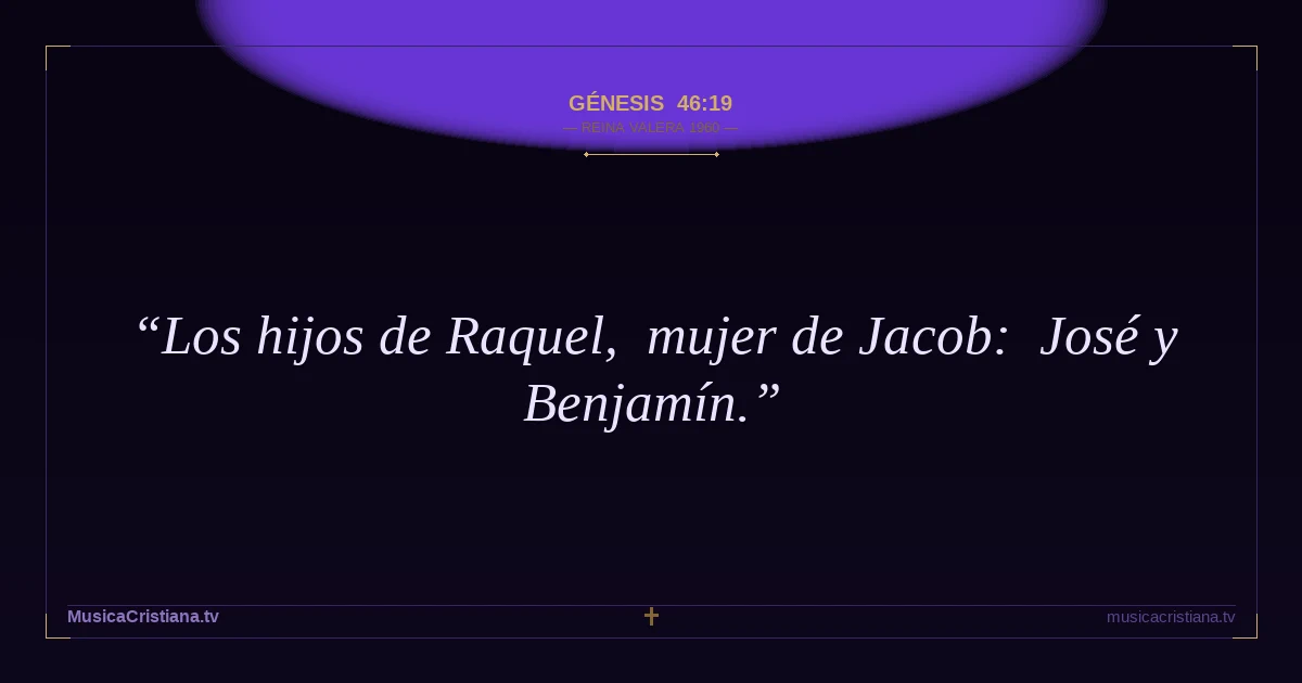 Génesis 46:19 — Biblia Reina Valera 1960 — MusicaCristiana.tv