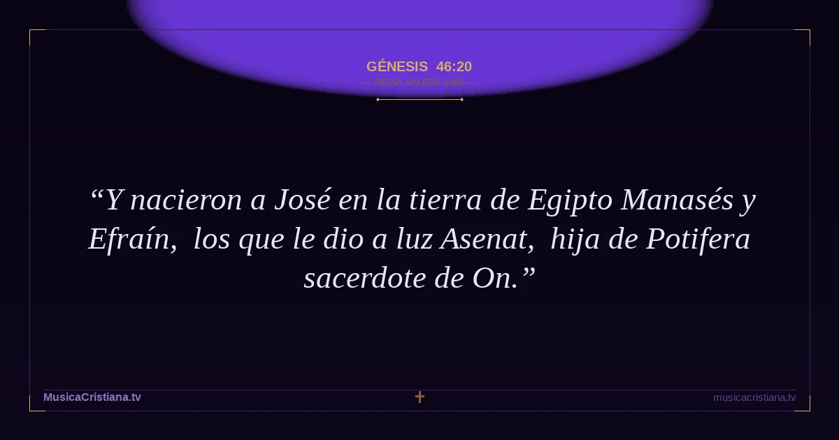 Génesis 46:20 — Biblia Reina Valera 1960 — MusicaCristiana.tv