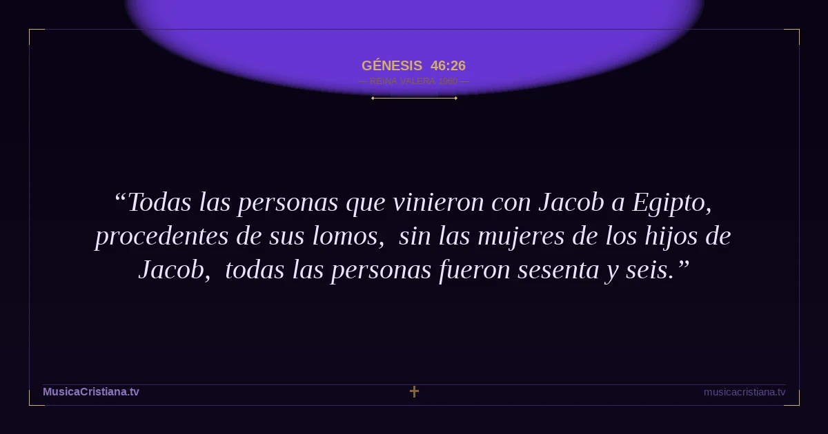 Génesis 46:26 — Biblia Reina Valera 1960 — MusicaCristiana.tv