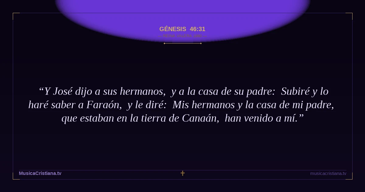 Génesis 46:31 — Biblia Reina Valera 1960 — MusicaCristiana.tv