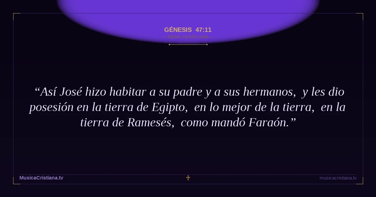 Génesis 47:11 — Biblia Reina Valera 1960 — MusicaCristiana.tv