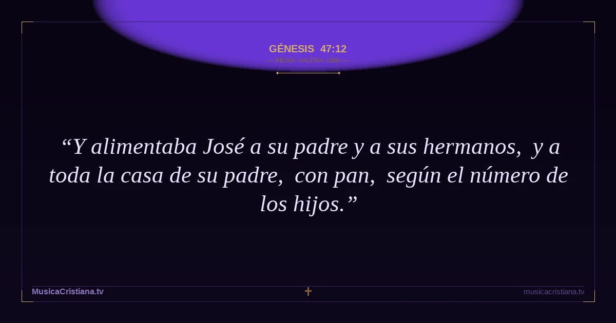 Génesis 47:12 — Biblia Reina Valera 1960 — MusicaCristiana.tv