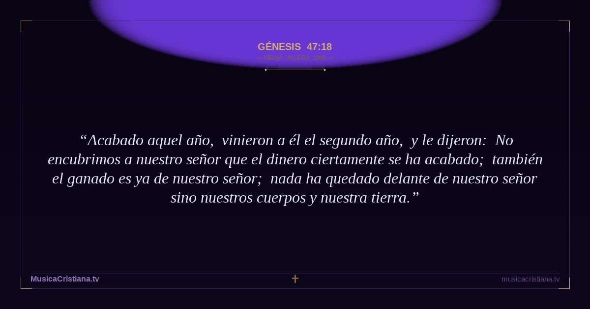 Génesis 47:18 — Biblia Reina Valera 1960 — MusicaCristiana.tv