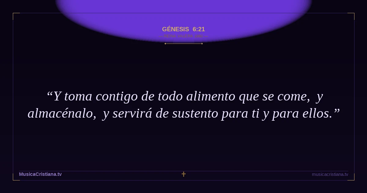 Génesis 6:21 — Biblia Reina Valera 1960 — MusicaCristiana.tv