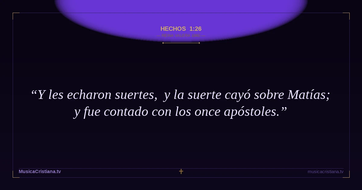 Hechos 1:26 — Biblia Reina Valera 1960 — MusicaCristiana.tv