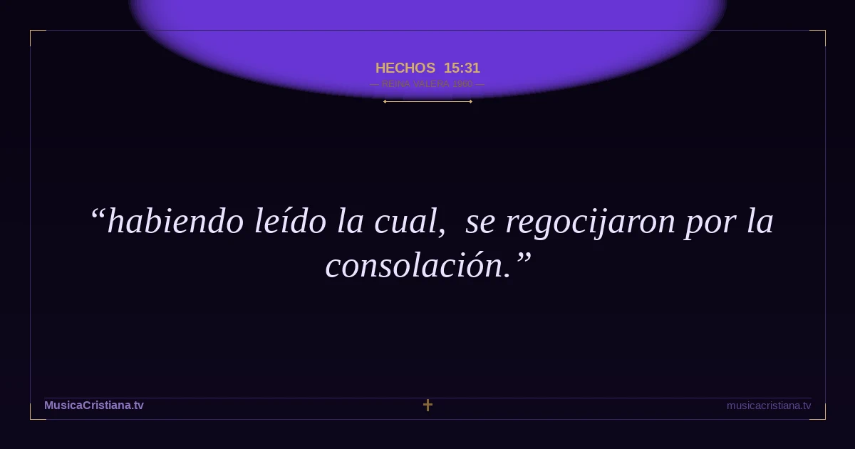 Hechos 15:31 — Biblia Reina Valera 1960 — MusicaCristiana.tv