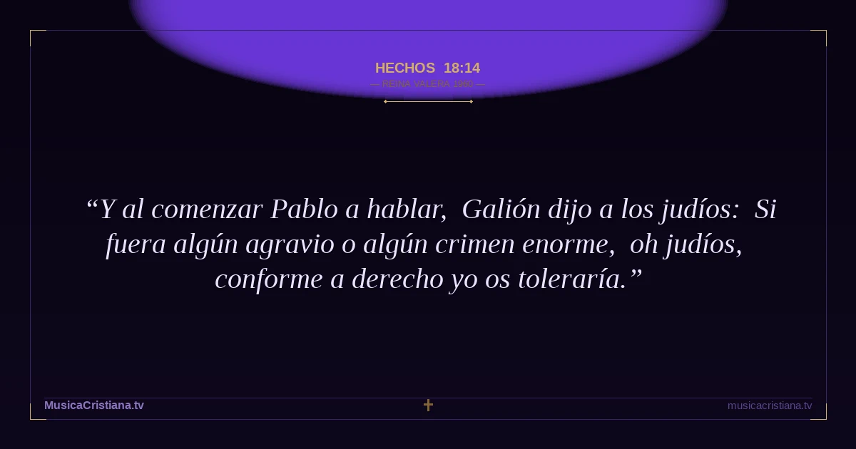 Hechos 18:14 — Biblia Reina Valera 1960 — MusicaCristiana.tv