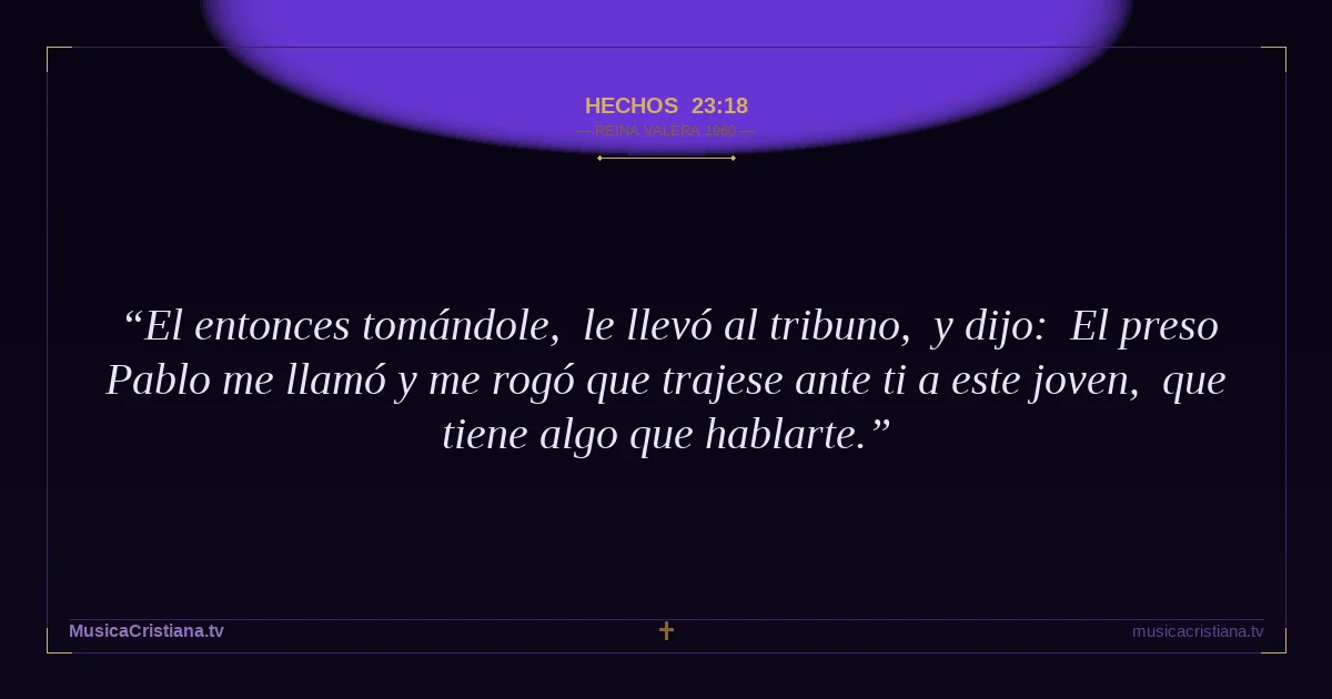 Hechos 23:18 — Biblia Reina Valera 1960 — MusicaCristiana.tv