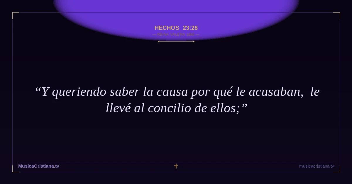 Hechos 23:28 — Biblia Reina Valera 1960 — MusicaCristiana.tv