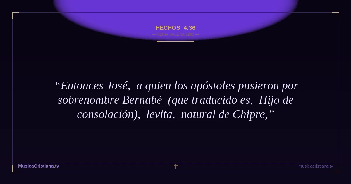 Hechos 4:36 — Biblia Reina Valera 1960 — MusicaCristiana.tv