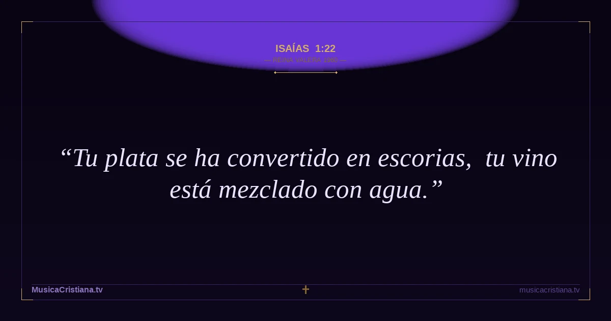 Isaías 1:22 — Biblia Reina Valera 1960 — MusicaCristiana.tv