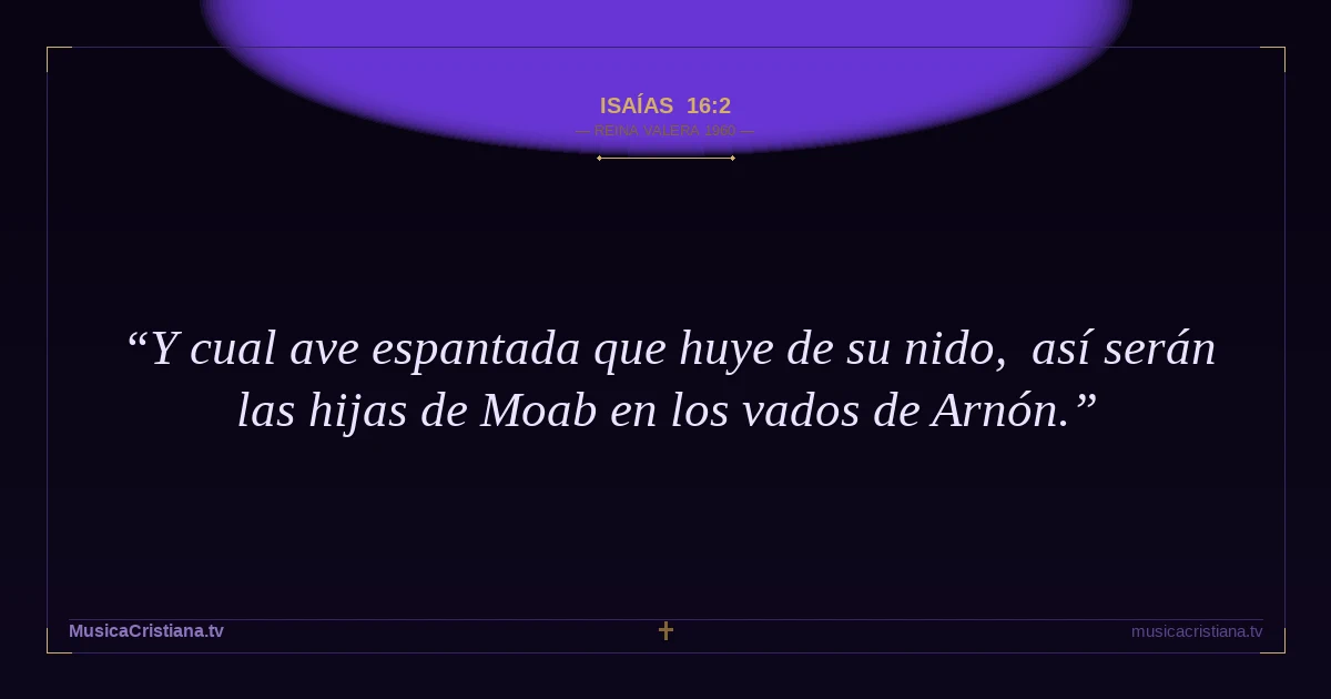 Isaías 16:2 — Biblia Reina Valera 1960 — MusicaCristiana.tv