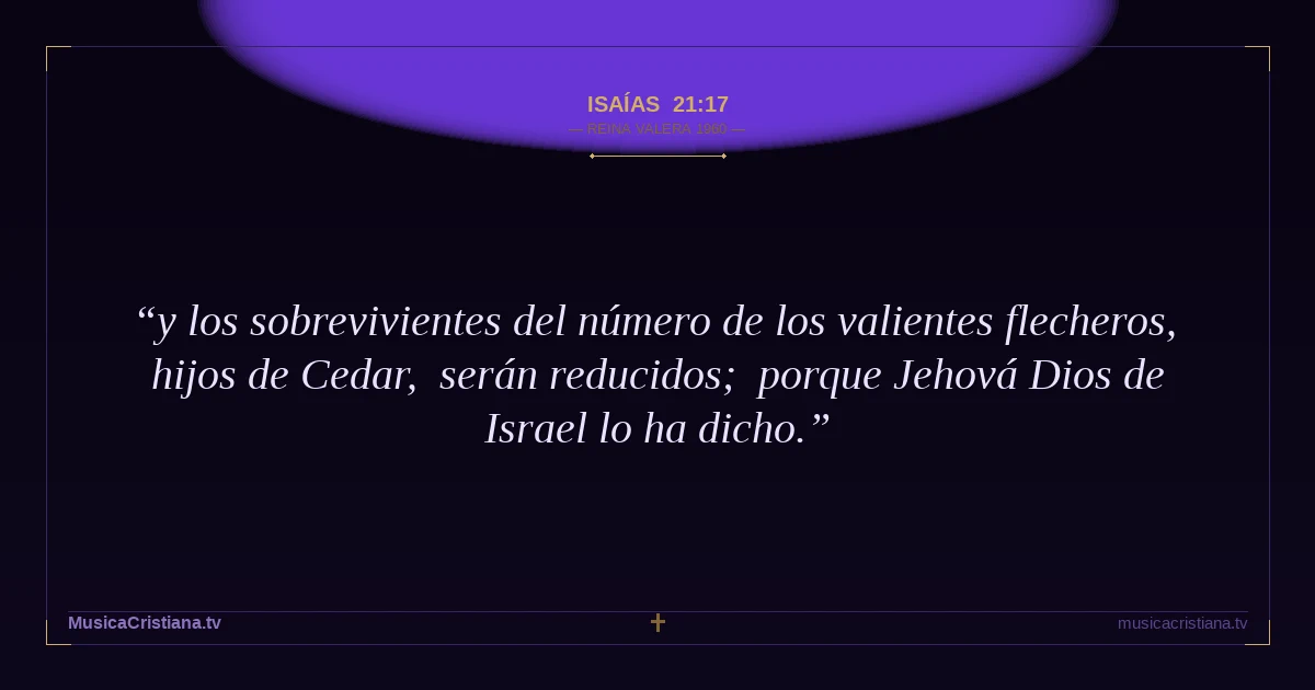Isaías 21:17 — Biblia Reina Valera 1960 — MusicaCristiana.tv