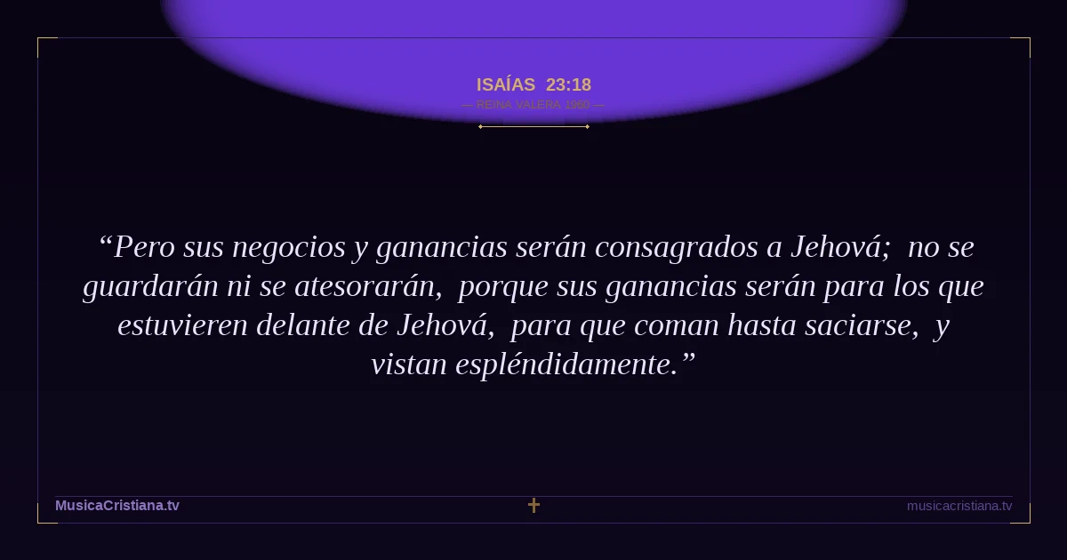 Isaías 23:18 — Biblia Reina Valera 1960 — MusicaCristiana.tv