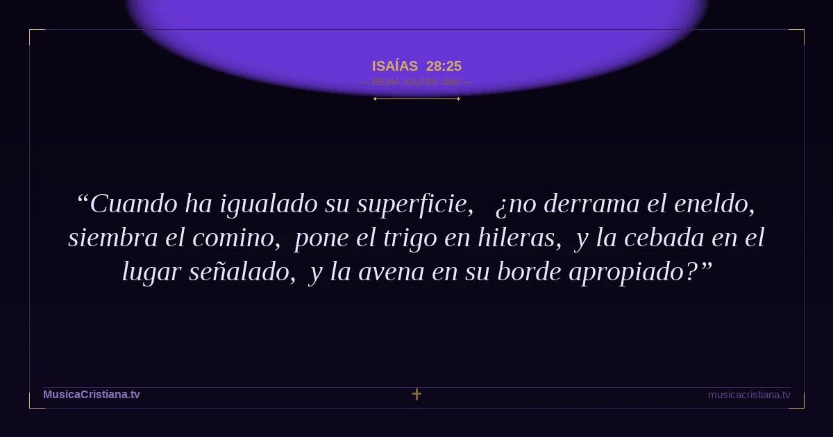 Isaías 28:25 — Biblia Reina Valera 1960 — MusicaCristiana.tv