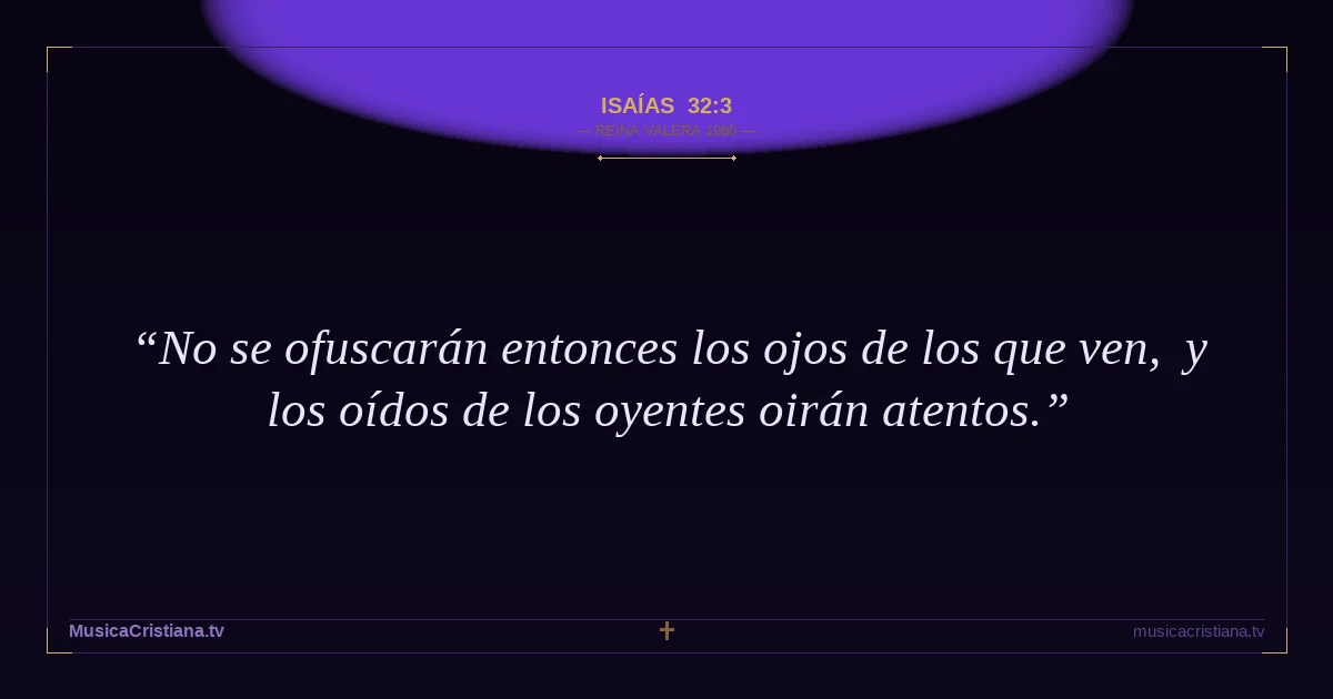 Isaías 32:3 — Biblia Reina Valera 1960 — MusicaCristiana.tv