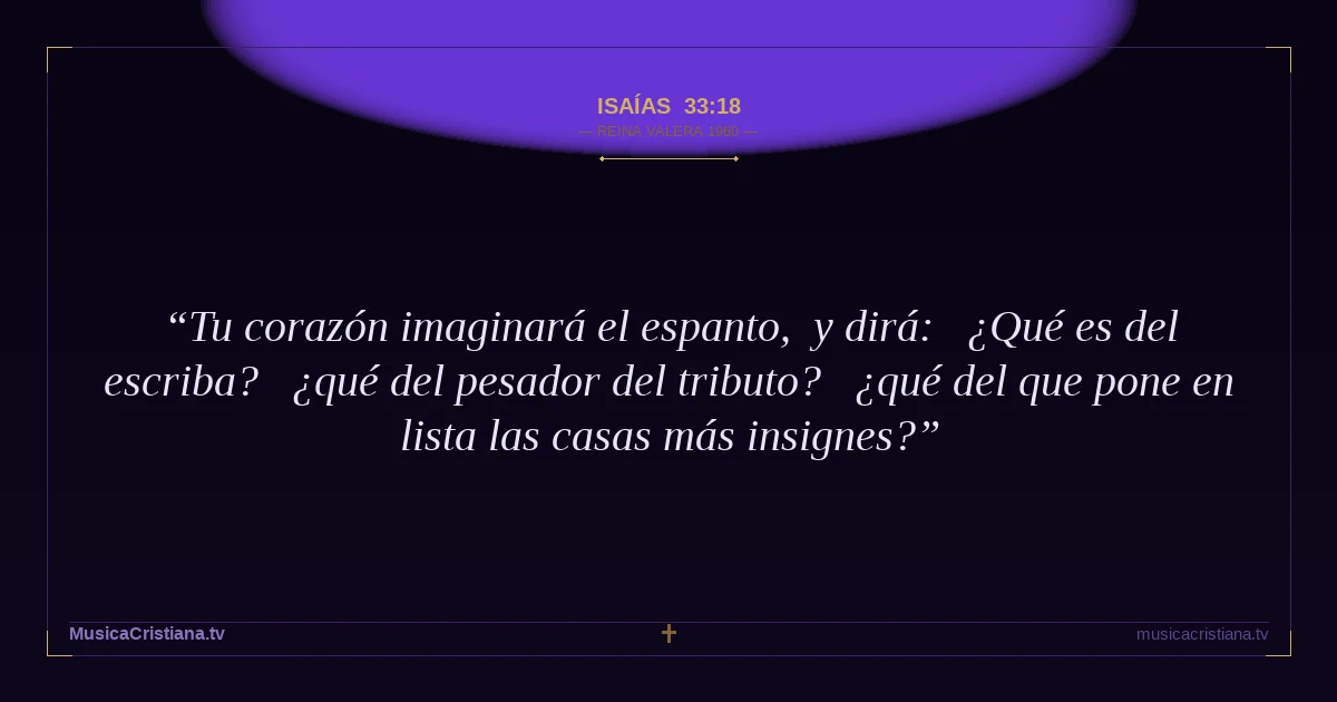 Isaías 33:18 — Biblia Reina Valera 1960 — MusicaCristiana.tv