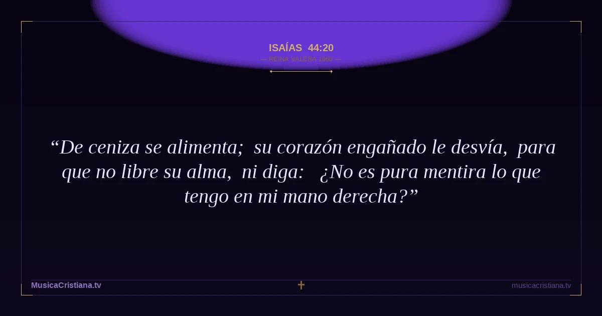 Isaías 44:20 — Biblia Reina Valera 1960 — MusicaCristiana.tv