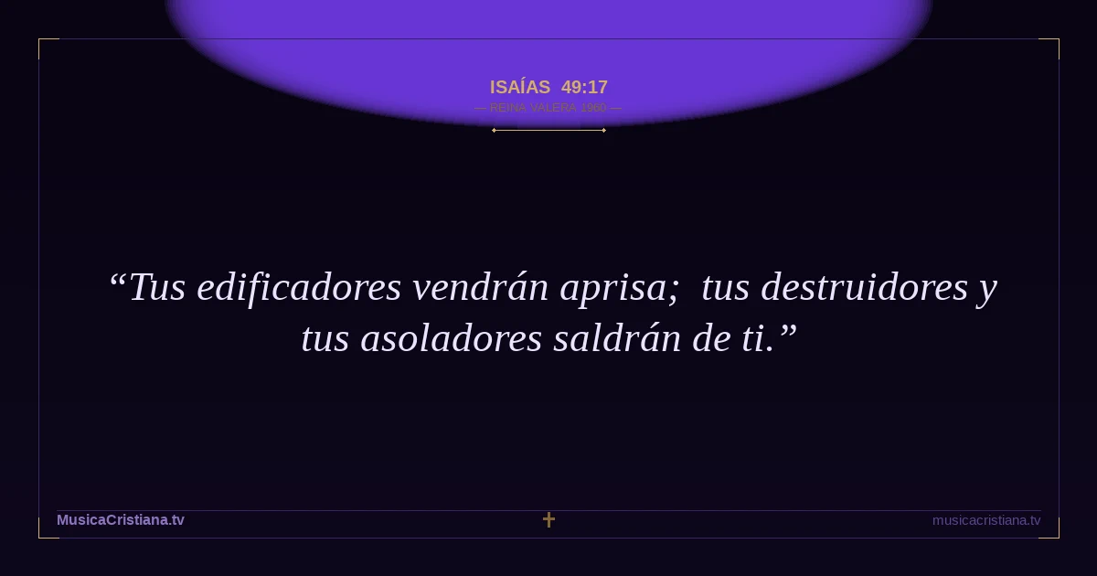 Isaías 49:17 — Biblia Reina Valera 1960 — MusicaCristiana.tv