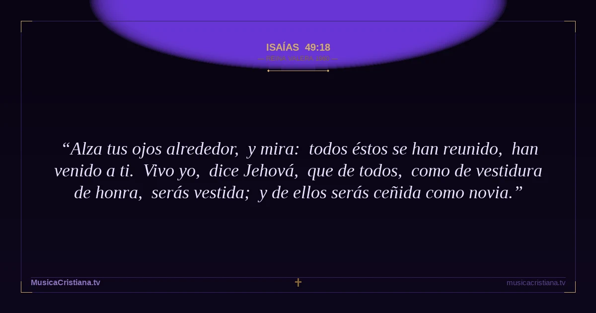 Isaías 49:18 — Biblia Reina Valera 1960 — MusicaCristiana.tv